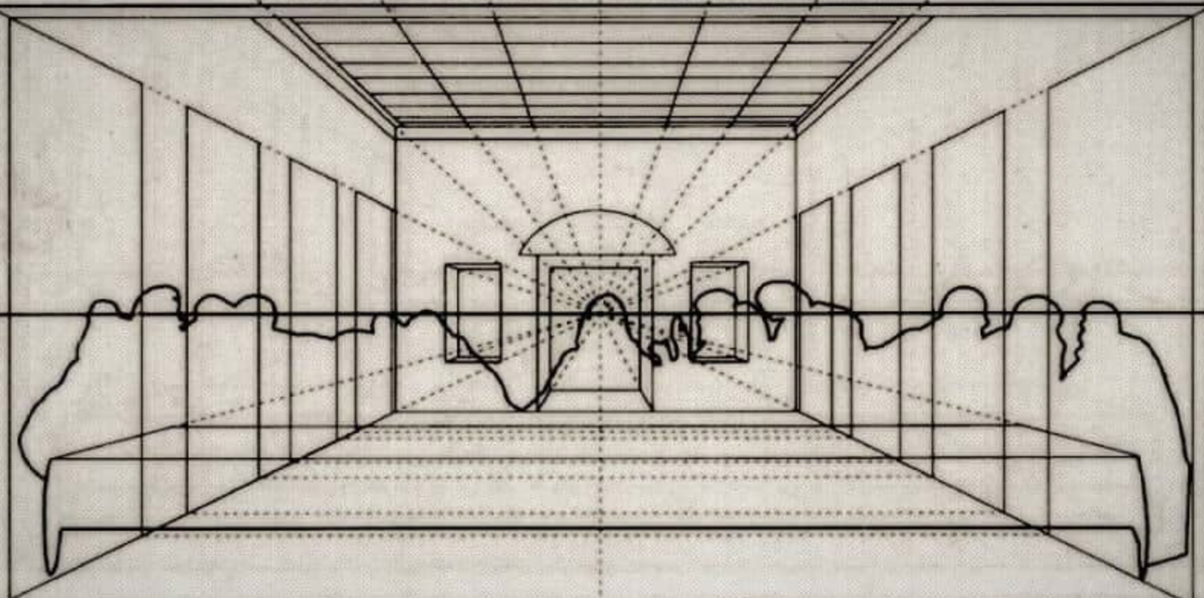 Sketch of orthogonal perspective lines in Last Supper painting by Leonardo da Vinci