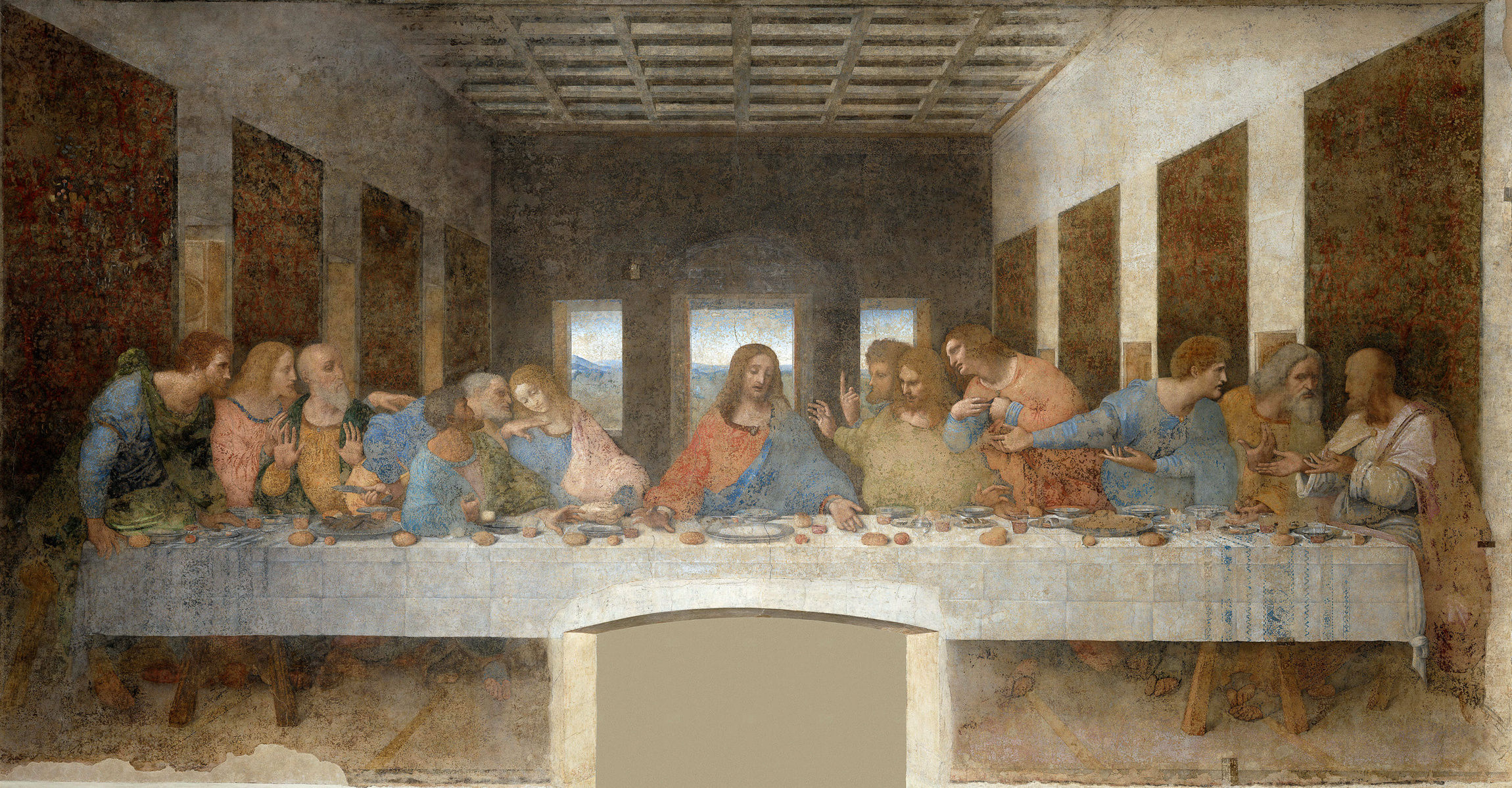Last Supper painting by Leonardo da Vinci without orthogonal line overlay