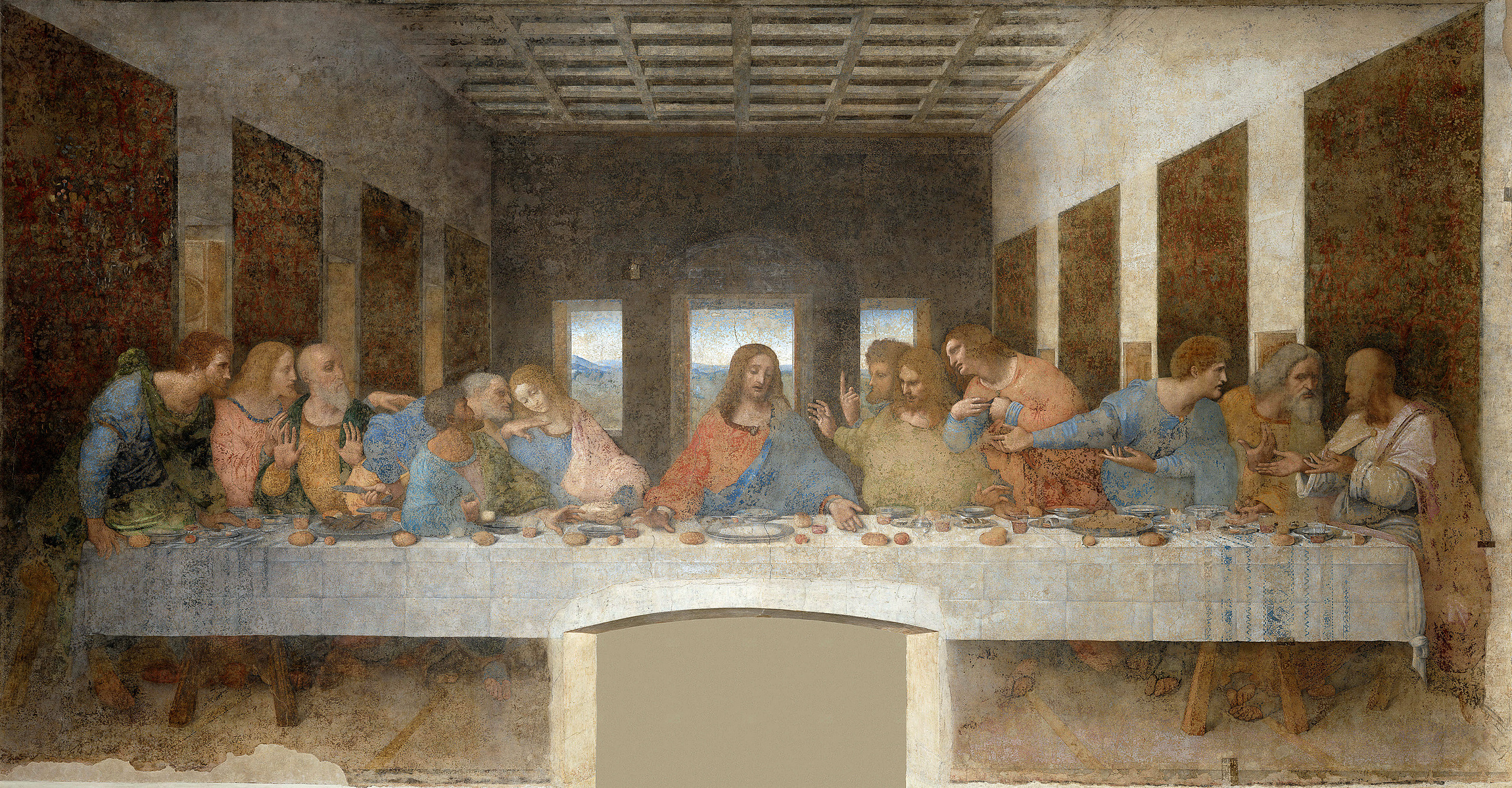 Last Supper painting by Leonardo da Vinci without orthogonal line overlay