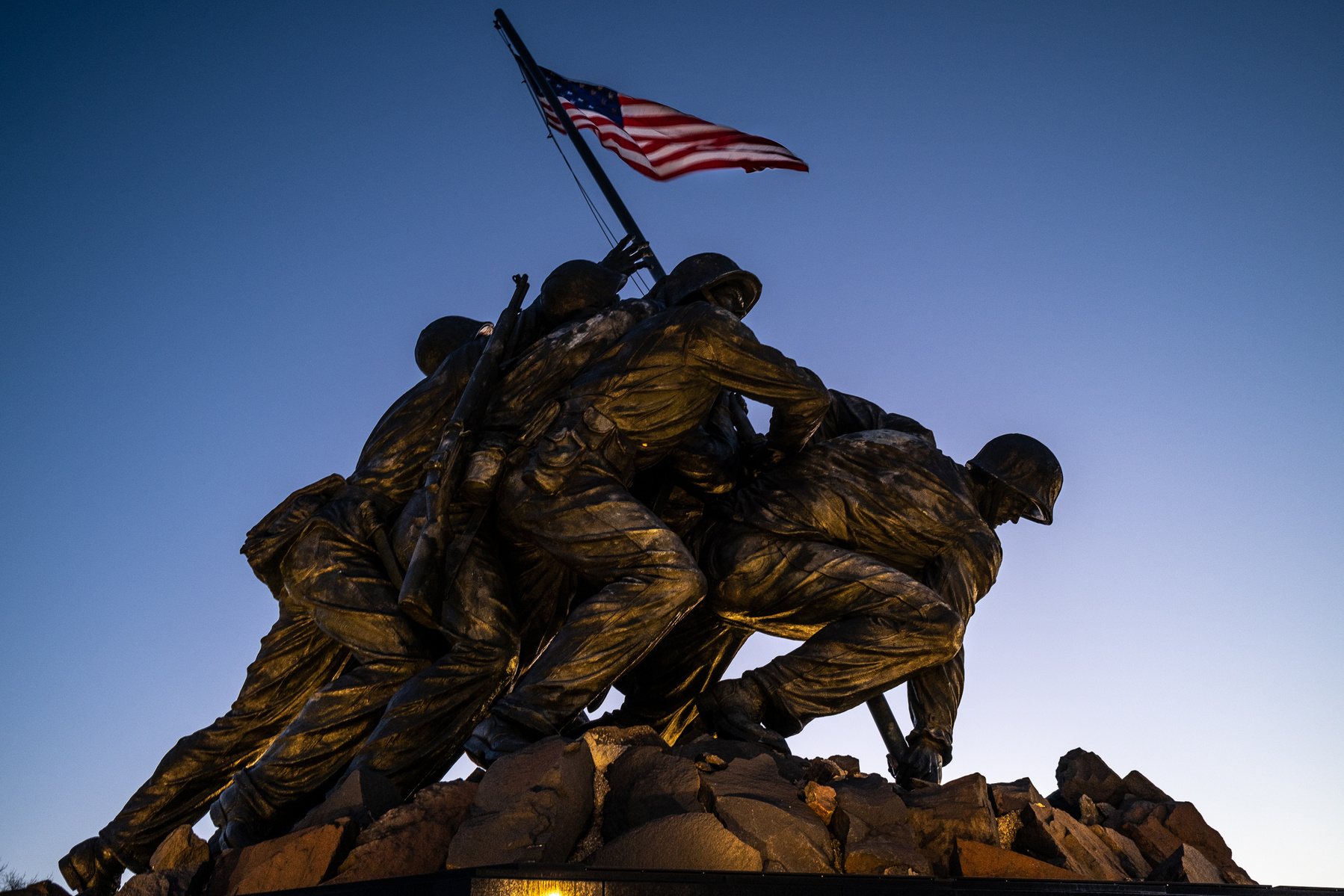 United States Marine Corps Memorial statue in Arlington Virginia  showing Iwo Jima flag raising 