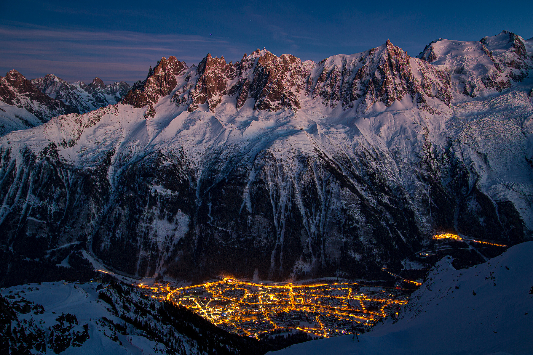 Chamonix France at night