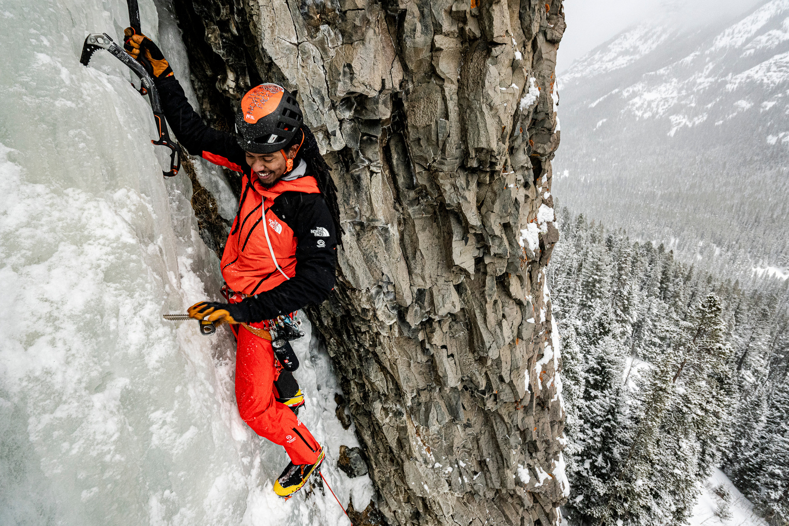 Manoah Ainuu ice climbing the classic - 