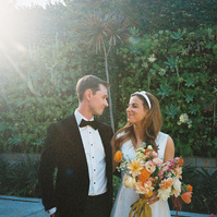 Stunning bride and groom shot on film at The SmogShoppe, captured by Abigail Gorden Photography. A timeless and elegant wedding moment.