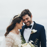 Romantic wedding photography of a bride and groom in Malibu, CA.