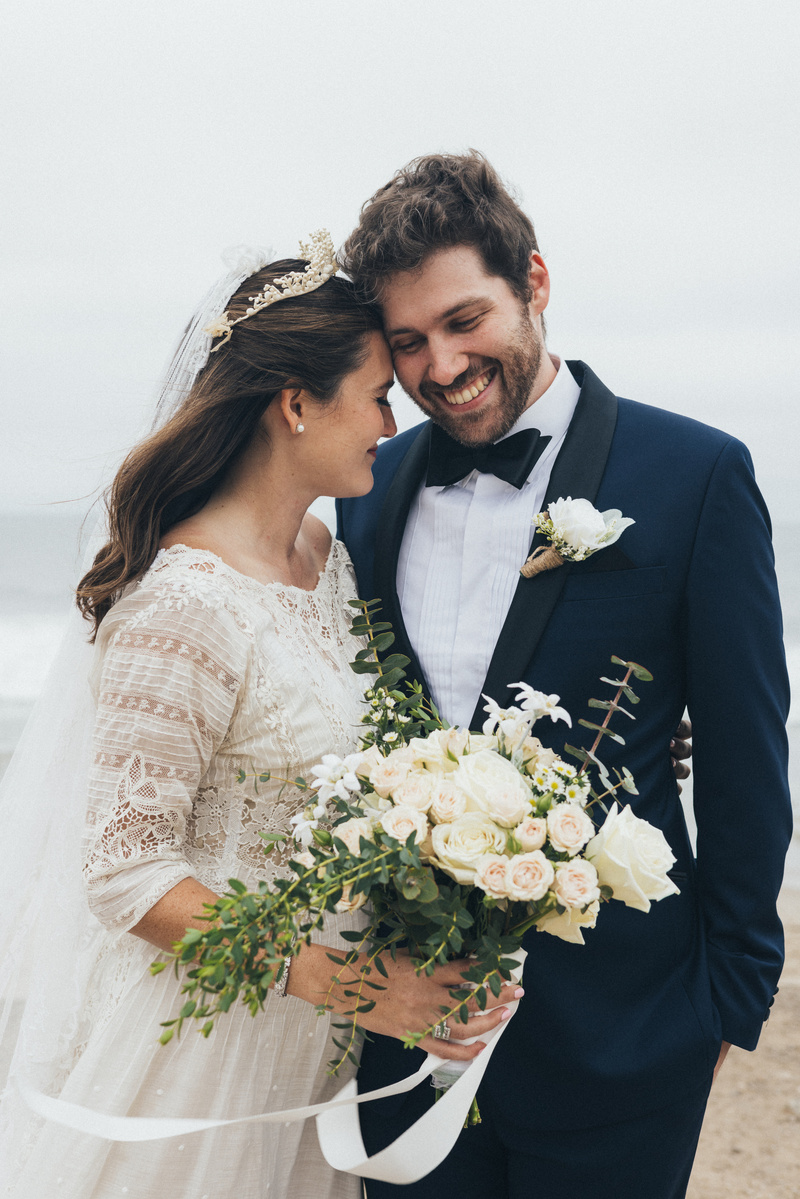 Romantic wedding photography of a bride and groom in Malibu, CA.