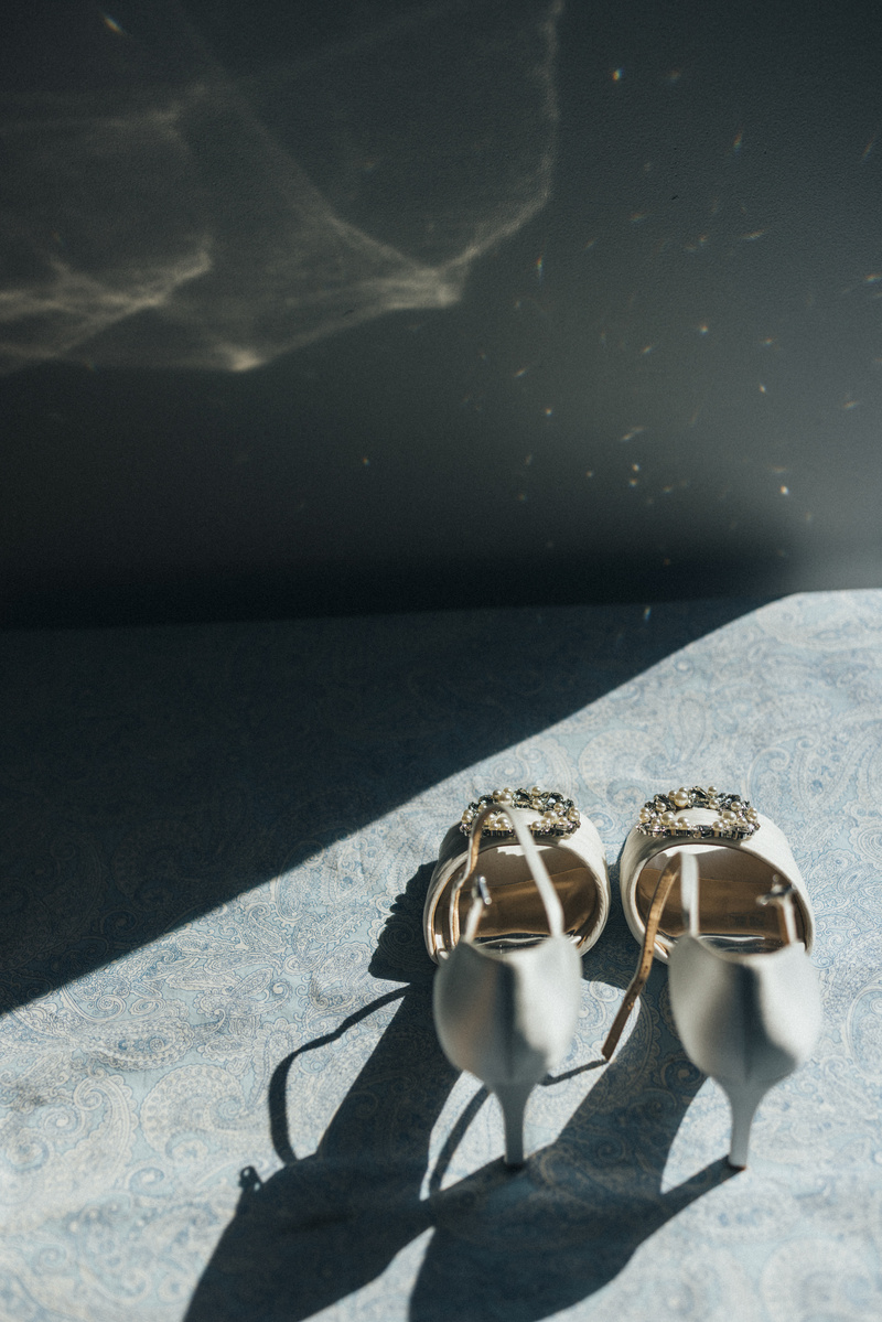 Detail shot of wedding shoes.