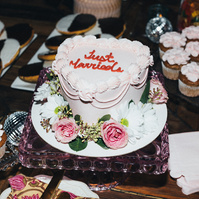 "Just Married" wedding cake, captured by Abigail Gorden Photography. A sweet and memorable detail from the celebration.