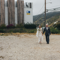 Wedding photography of dad walking his daughter the bride on her wedding day.