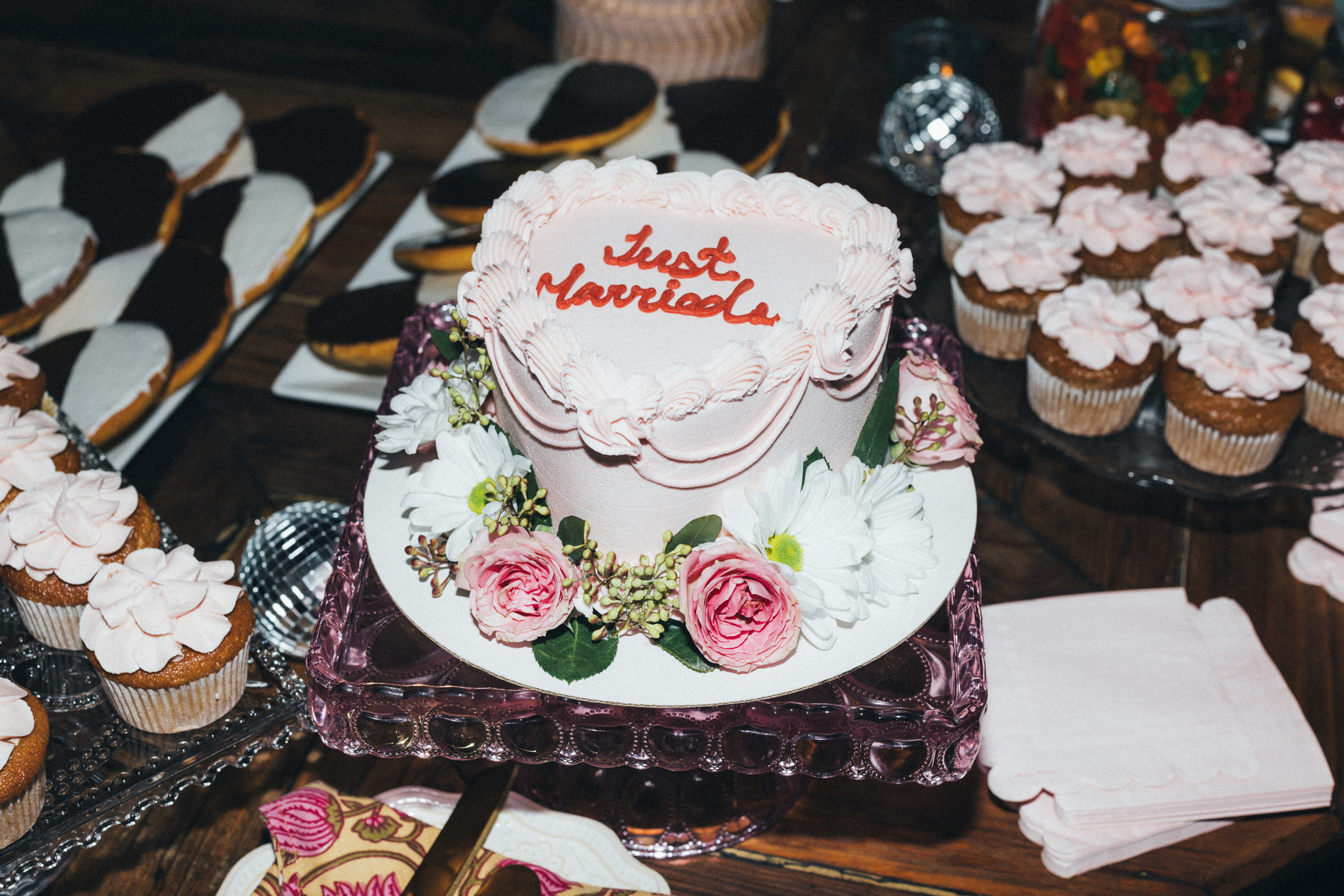 "Just Married" wedding cake, captured by Abigail Gorden Photography. A sweet and memorable detail from the celebration.