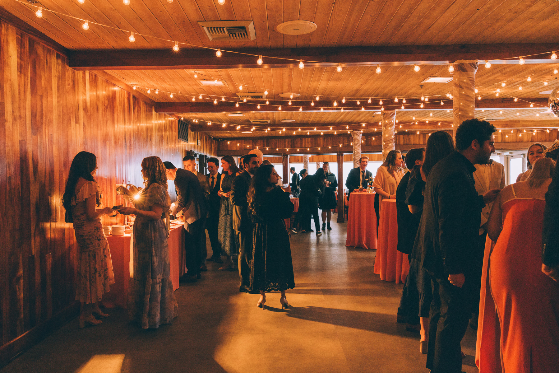 Ambient scene of a wedding party shot at Duke's Malibu.