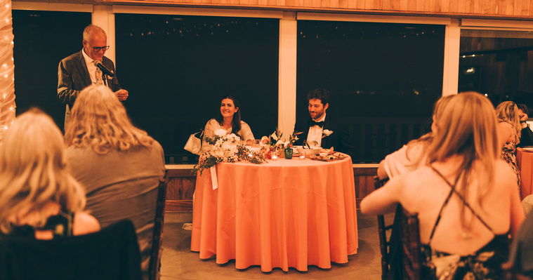 Bride and groom's wedding reception at Duke's Malibu wedding photography.