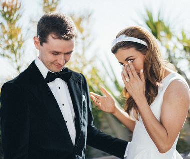 Capture the magic of a bride and groom's first look at The Shay Hotel in Culver City, CA. Stunning moments, beautifully photographed by Abigail Gorden Photography.