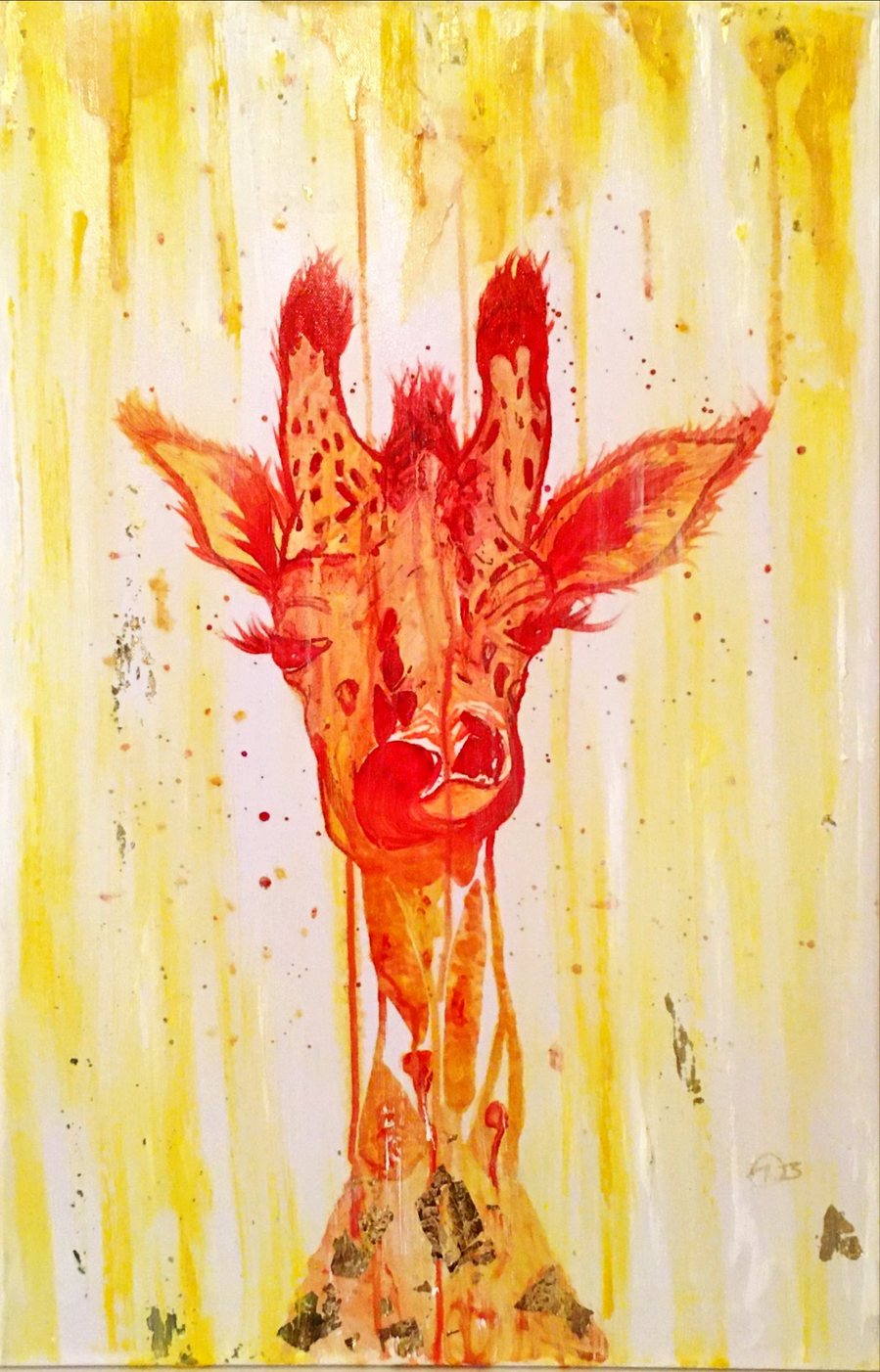 giraffe, mixed media, print, canvas print, oil paint, 24ct gold leaf, canvas, canvas art, canvas painting, wall art, home décor, unique, original, artist, artwork, contemporary art, original art, emerging artist, Eleni NeoBenyon, NeosDesigns-Art Ltd