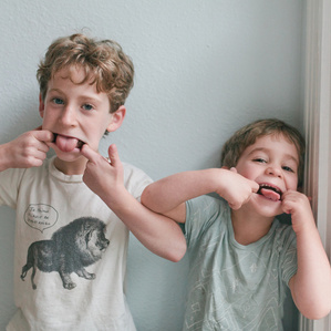 Boys make silly faces