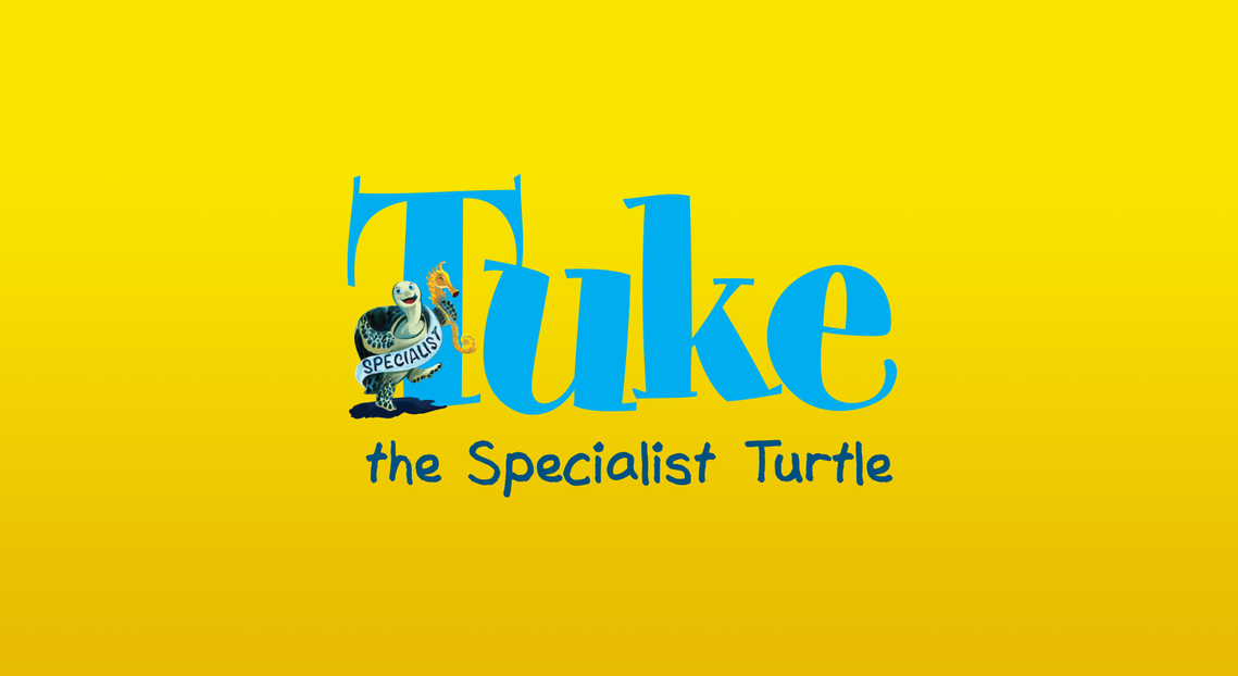 Tuke - the Specialist Turtle, logotype & book design. Chowder, Inc.