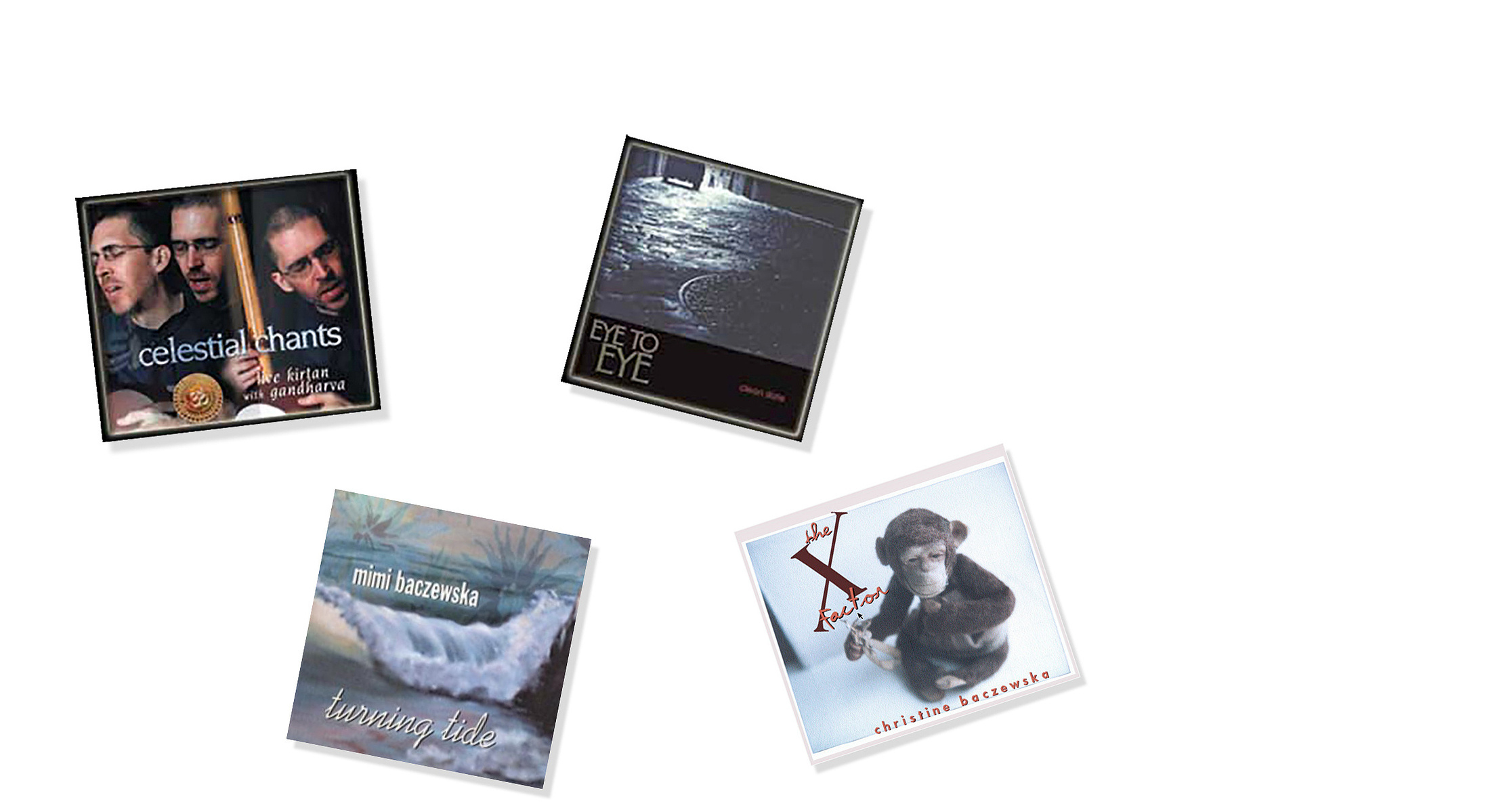 celestial chants, turning tide, eye to eye, the X factor cd covers