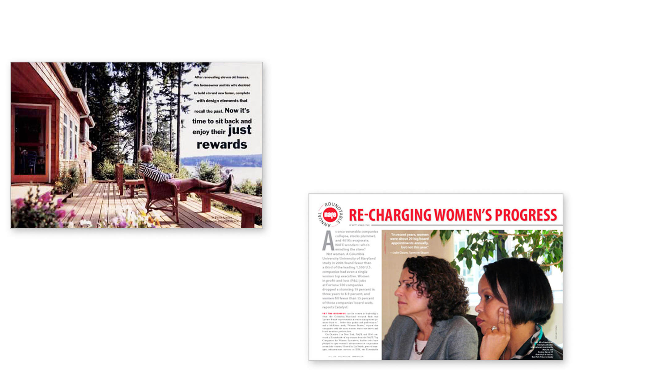 American HomeStyle,
nafe magazine (national association for female executives)