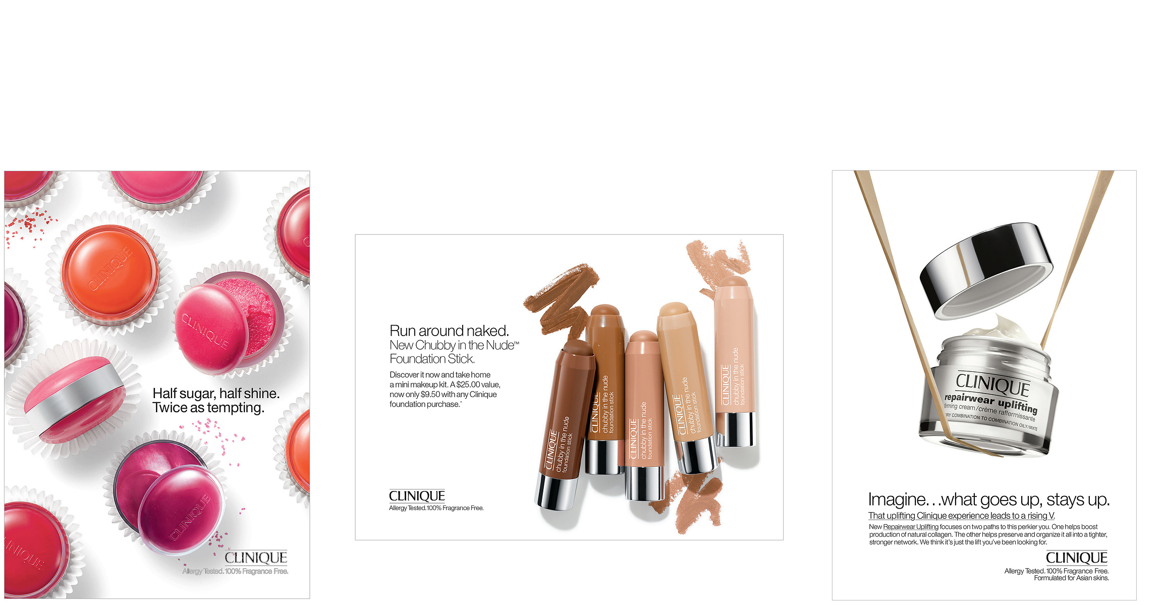 clinique sweet pots, chubby in the nude, repairwear uplift