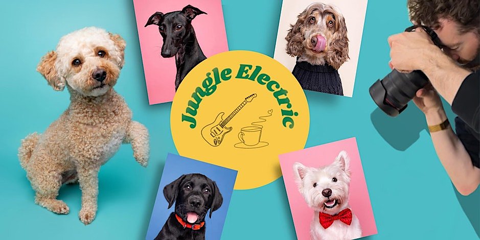 East London pop-up event at Jungle Electric, vegan dog-friendly cafe on Roman Road.  Woof Portraits & Woof Photography exhibition and photoshoot. 