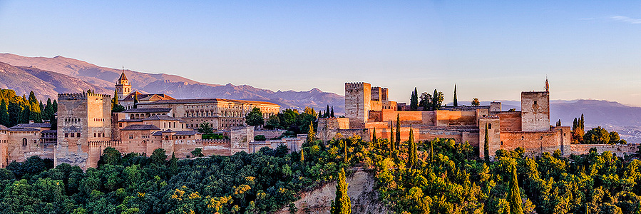 The Alhambra in Grenada Spain at sunset