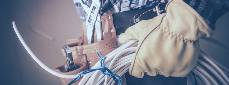 electrician holding cables