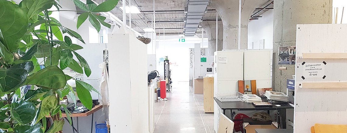 An industrial office studio space