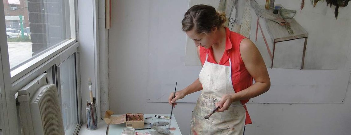 Vanessa McKernan Studio with a person painting