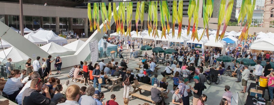 A crowd enjoying the Toronto Outdoor Art Fair