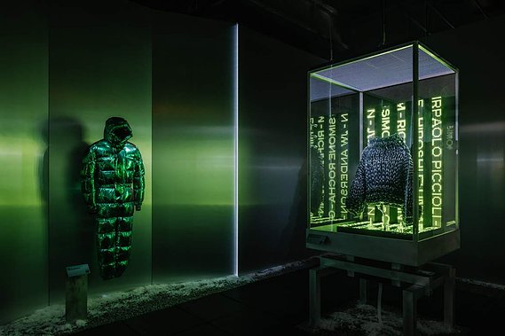 cabinet display made of glass and LED screens