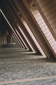 Instagram spot, arcades, triangle shapes, pink tiles, empty, hong-kong
