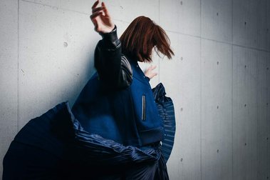 out of focus, rotation, tokyo, outdoors, concrete wall, hair movement, fashion