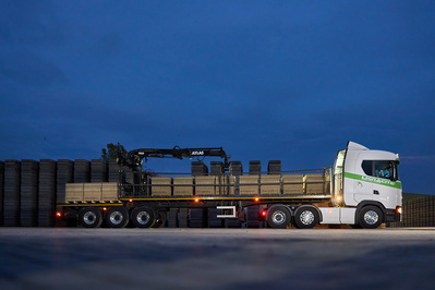 Large lorry during blue hour