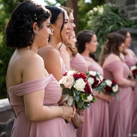 Beautiful off the shoulder bridesmaid dress.