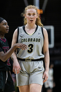 Sophomore guard Frida Foreman (3) takes a breath on the court on at the game against TSU on Tuesday, November 23rd, 2021. (Io Hartman&#x2F;CU Independent)