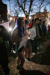 Protesters gather outside CU Boulder&amp;amp;#x27;s PIKE fraternity on Friday, November 5th, 2021. (Io Hartman&amp;amp;#x2F;CU Independent)