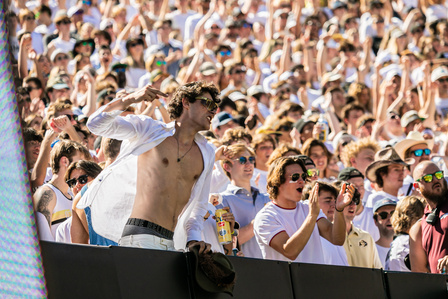 A CU fan cheers from Folsom Field&#x27;s student section at the game against Minneapolis on September 18th, 2021. (Io Hartman&#x2F;CU Independent)