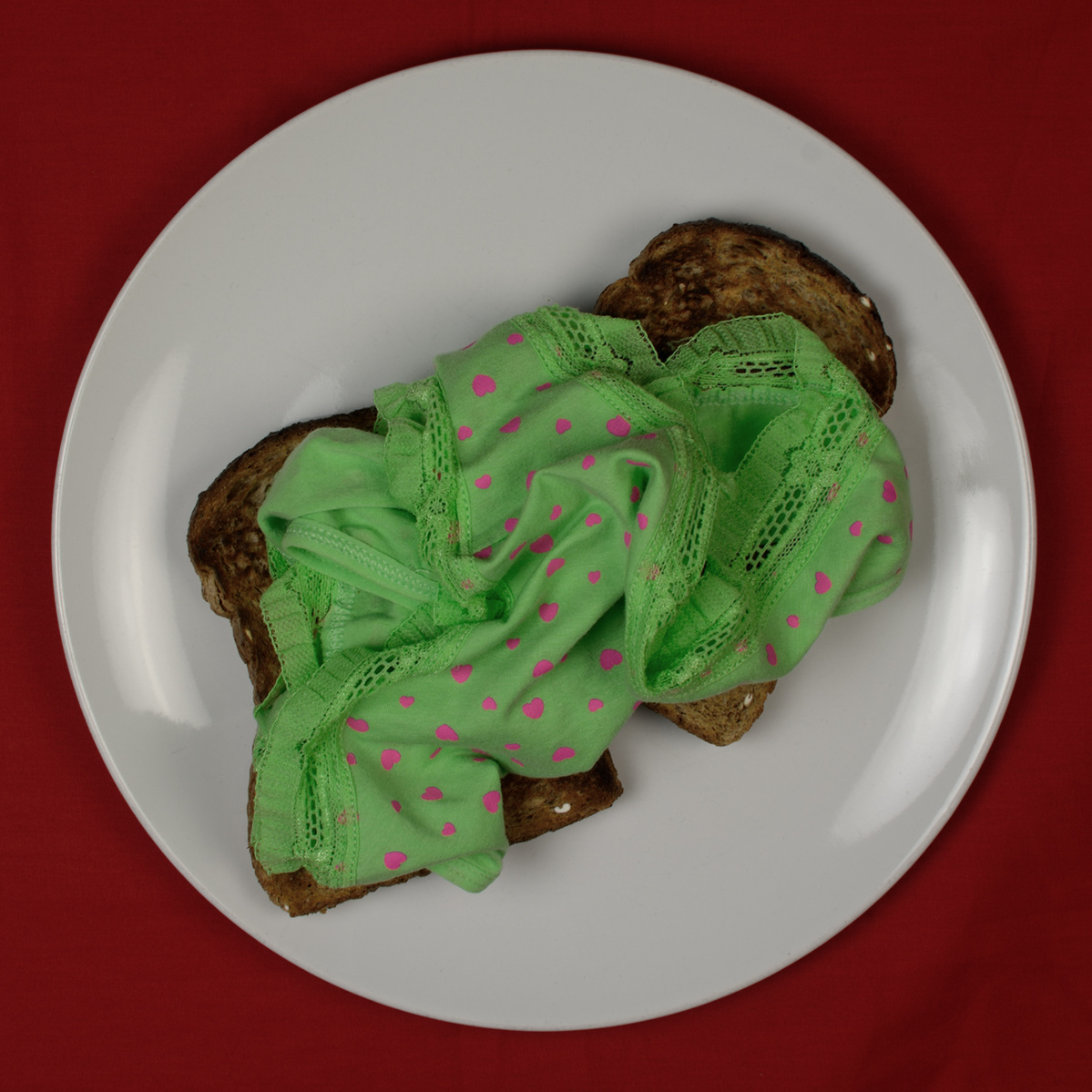plate with green underwear served on toast