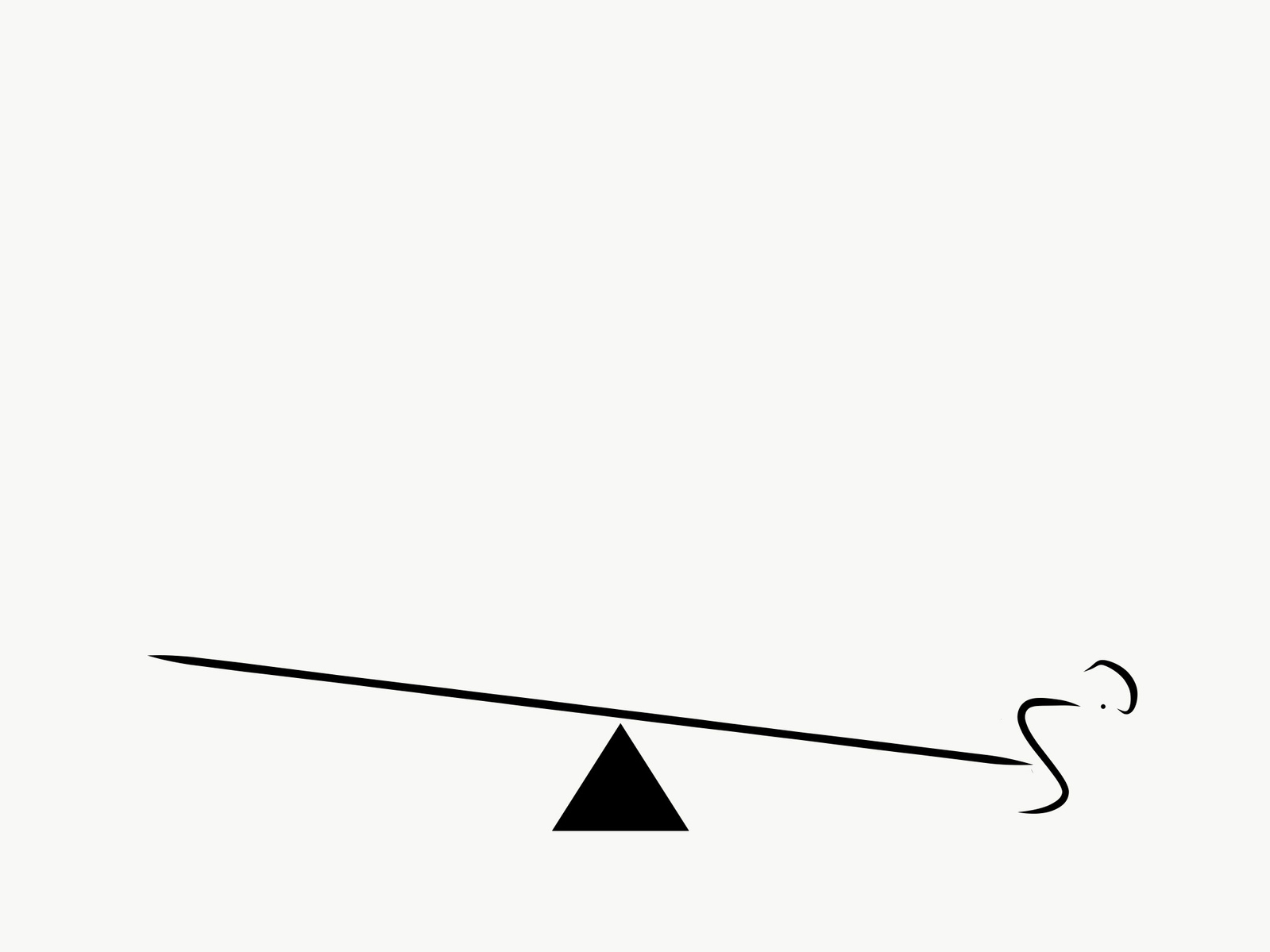 a solitary figure sits on the lower end of a seesaw