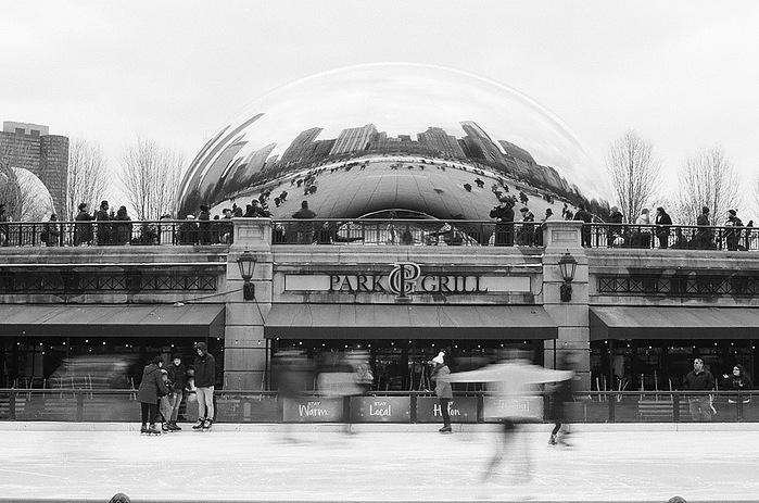ice crystals canon black and white street motion blur photography evanston illinois chicago bean
