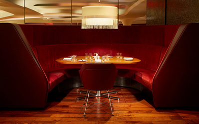 Banquette at the premier lounge Heathrow airport, interior design photography by Graham Atkins-Hughes