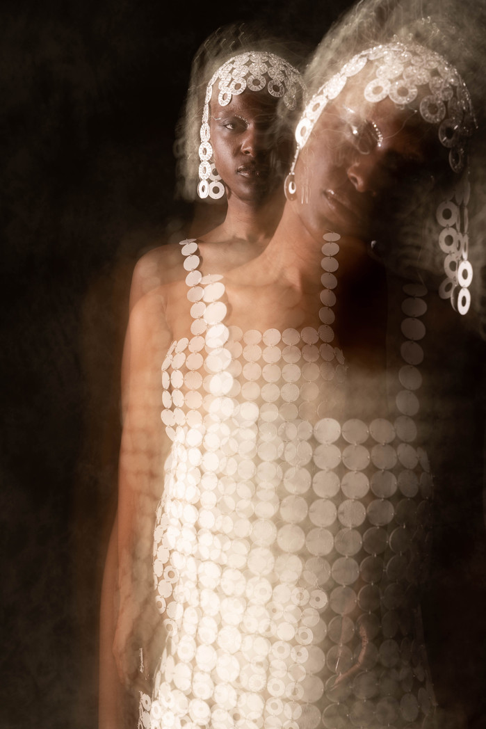Lindsay Seri posing for Elodie Raymond Haute Couture project