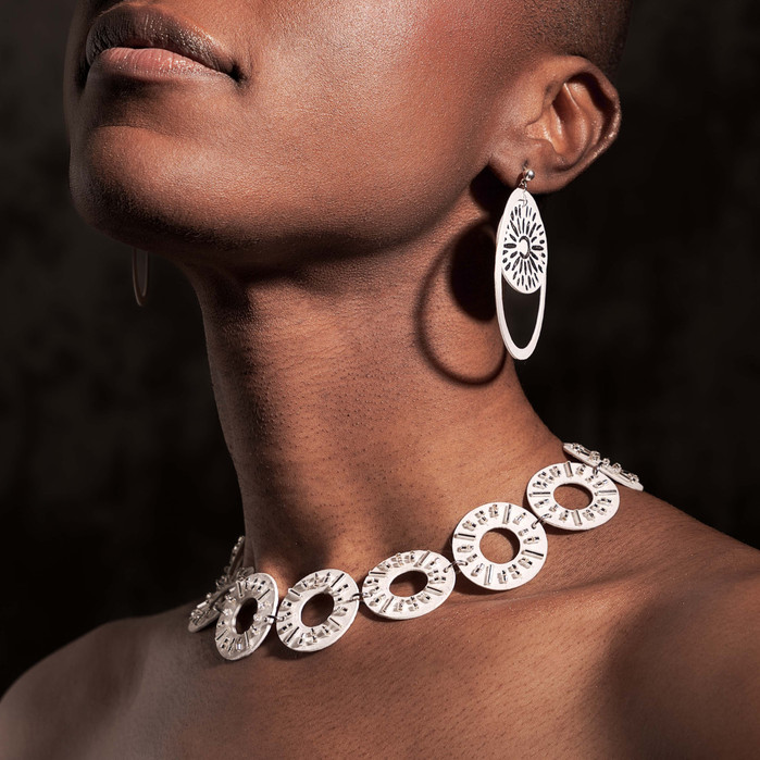 Lindsay Seri posing for Elodie Raymond Haute Couture project