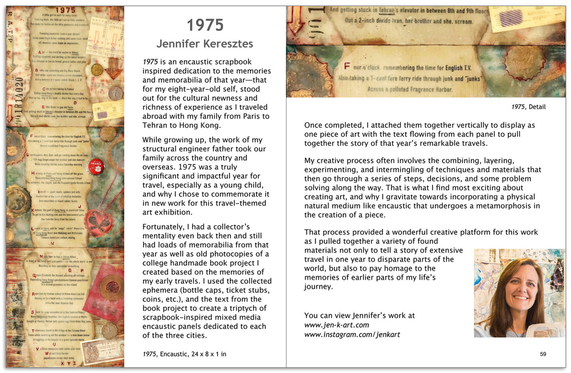 When in Rome: The Art of Travel - 
Magazine spread for 1975 artwork by Jennifer Keresztes
