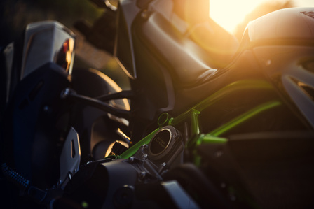 Kawasaki H2 detail shot by motorcycle photographer Theron Lane