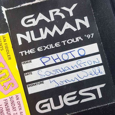 Gary Numan Exile Tour backstage pass for Bradley Lucas