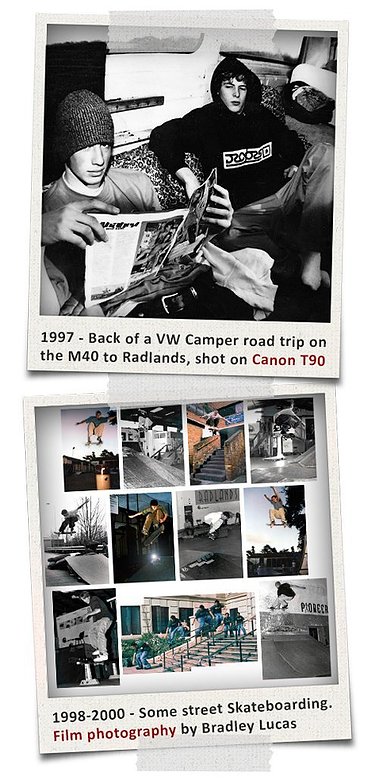 Historic photography montage of photos by Bradley Lucas from 1997-2000