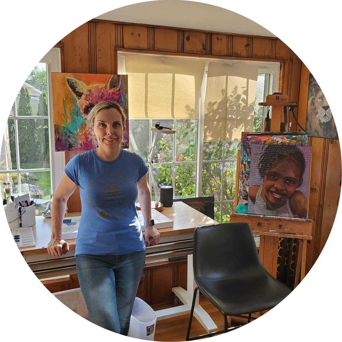 Chrystene Thomas in her art studio in Cleveland, Ohio