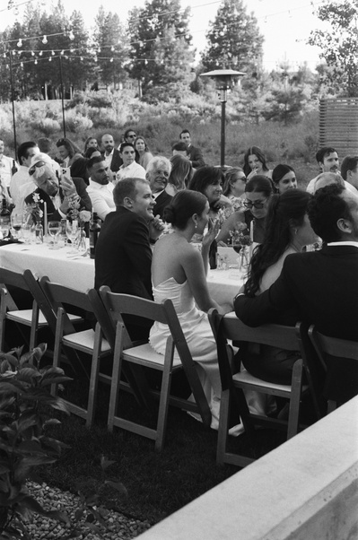 Toasts at a backyard wedding reception