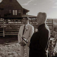 Groom waiting for bride to walk down the aisle at Brasada Ranch wedding