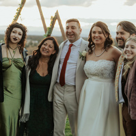 Candid family photo at Brasada Ranch wedding